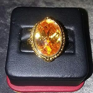 High Fashion Amber CZ Ring